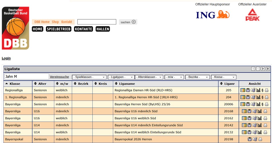 Link zu TeamSL, gefiltert nach BBV